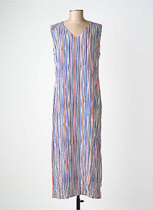 Robe longue imprimé fantaisie sans manche bleu GEVANA femme