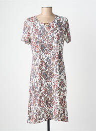 Robe mi-longue imprimé fleurs manches courtes blanc GEVANA femme