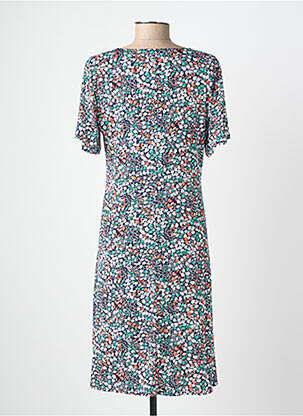 Robe mi-longue imprimé fleurs manches courtes bleu GEVANA femme