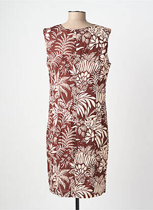 Robe mi-longue imprimé fleurs sans manche marron GEVANA femme