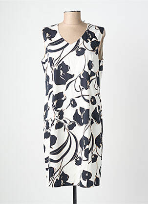 Robe mi-longue imprimé fleurs sans manche noir GEVANA femme