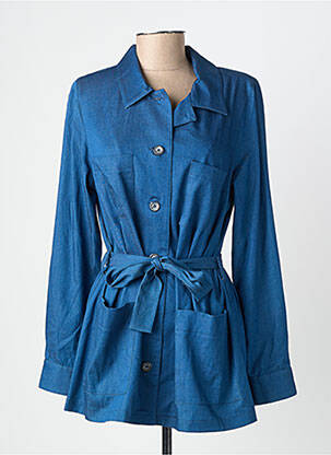 Chemisier coupe cintrée manches longues bleu GEVANA femme