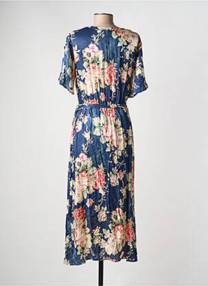 Robe longue imprimé fantaisie manches courtes bleu GEVANA femme