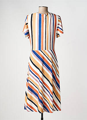 Robe mi-longue manches courtes manches courtes bleu GEVANA femme