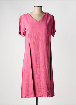 Robe mi-longue manches courtes manches courtes rose GEVANA femme