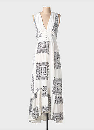 Robe longue imprimé fantaisie sans manche noir GOLD & SILVER femme