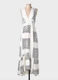 Robe longue imprimé fantaisie sans manche noir GOLD & SILVER femme