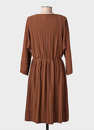 Robe mi-longue manches longues manches longues marron SENES femme
