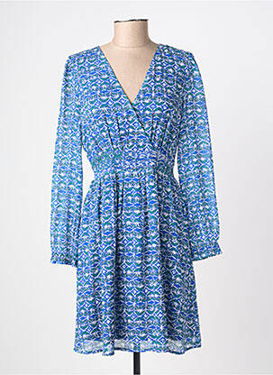 Robe courte manches longues manches longues bleu MAJOLICA femme
