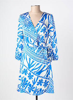 Robe courte manches longues manches longues bleu MAJOLICA femme
