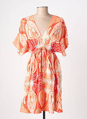 Robe courte manches courtes manches courtes orange IKOONE&BIANKA femme