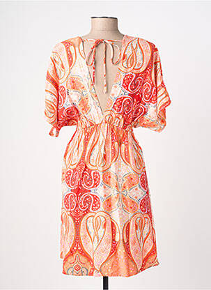Robe courte manches courtes manches courtes orange IKOONE&BIANKA femme