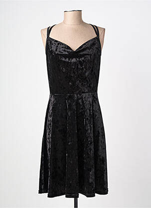 Robe mi-longue col v fines bretelles noir FILLE A SUIVRE femme