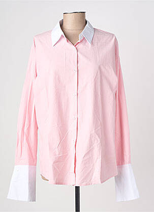 Chemisier tissage popeline manches longues rose LUMINE femme