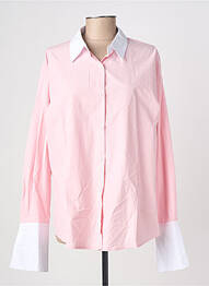 Chemisier tissage popeline manches longues rose LUMINE femme