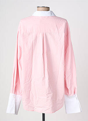 Chemisier tissage popeline manches longues rose LUMINE femme