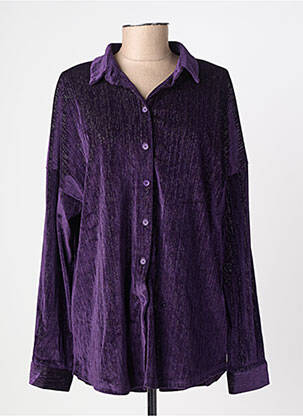 Chemisier coupe droite manches longues violet KILKY femme