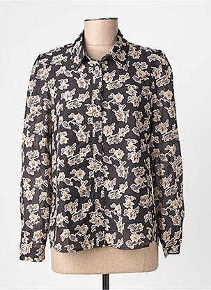 Chemisier imprimé fleurs manches longues noir MAJOLICA femme