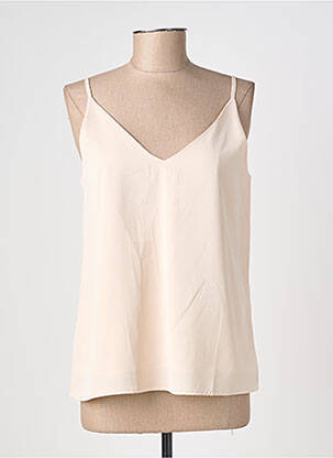 Top coupe fluide fines bretelles beige UNIKA femme