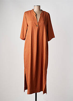 Robe longue manches longues manches longues marron GEVANA femme