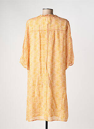 Robe mi-longue coupe fluide manches 3/4 jaune GEVANA femme