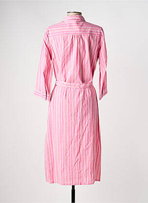 Robe mi-longue imprimé fantaisie manches longues rose GEVANA femme