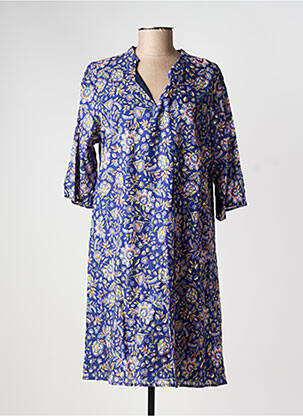 Robe mi-longue manches 3/4 manches 3/4 bleu GEVANA femme