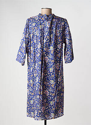 Robe mi-longue manches 3/4 manches 3/4 bleu GEVANA femme