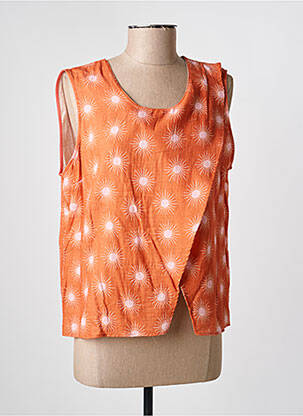 Top imprimé fantaisie sans manche orange GEVANA femme