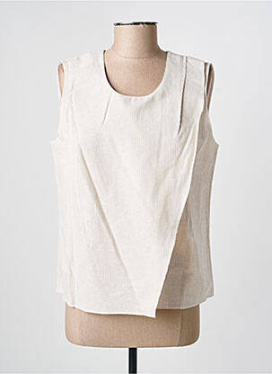 Top imprimé fantaisie sans manche beige GEVANA femme