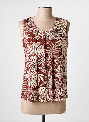 Top imprimé fantaisie sans manche marron GEVANA femme
