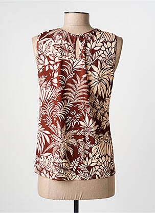 Top imprimé fantaisie sans manche marron GEVANA femme