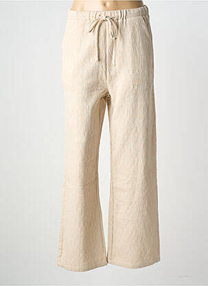 Pantalon large tissage crêpe taille normale beige UNIKA femme