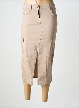 Jupe mi-longue stretch marron APRIL VINTAGE femme