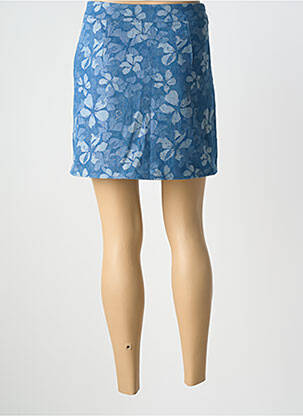 Jupe courte fermeture zip latéral bleu KILKY femme