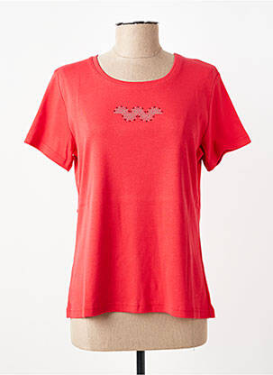 T-shirt sérigraphie avec strass manches courtes rouge GEVANA femme