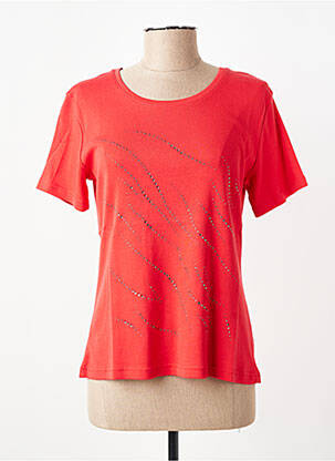 T-shirt sérigraphie avec strass manches courtes rouge GEVANA femme