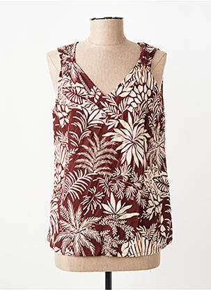 Top imprimé fantaisie sans manche marron GEVANA femme