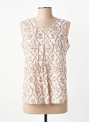 Top imprimé fantaisie sans manche beige GEVANA femme