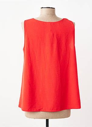 Top col v sans manche rouge GEVANA femme