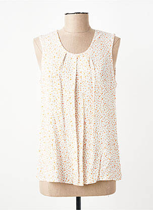 Top imprimé fantaisie sans manche beige GEVANA femme