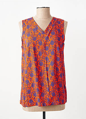 Top imprimé fantaisie sans manche orange GEVANA femme