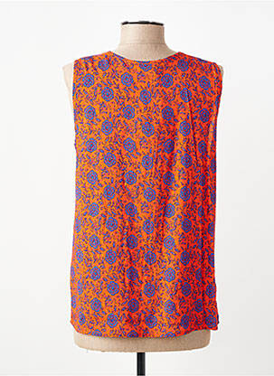 Top imprimé fantaisie sans manche orange GEVANA femme