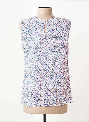 Top imprimé fantaisie sans manche beige GEVANA femme