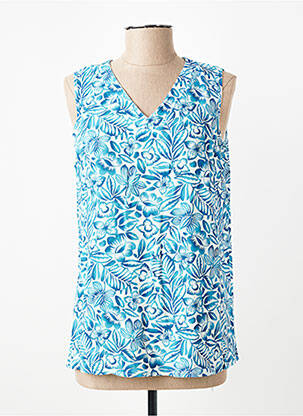 Top imprimé fantaisie sans manche bleu GEVANA femme