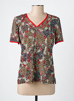 T-shirt col v manches courtes rouge GEVANA femme
