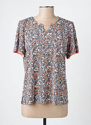 T-shirt col v manches courtes rose GEVANA femme