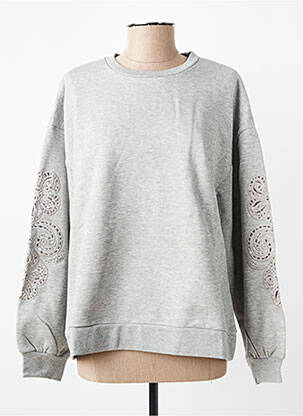 Sweat-shirt manches longues manches longues gris B.YOUNG femme