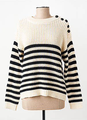 Pull col rond manches longues beige VERO MODA femme