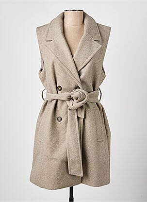 Manteau long coupe cintrée sans capuche beige B.YOUNG femme